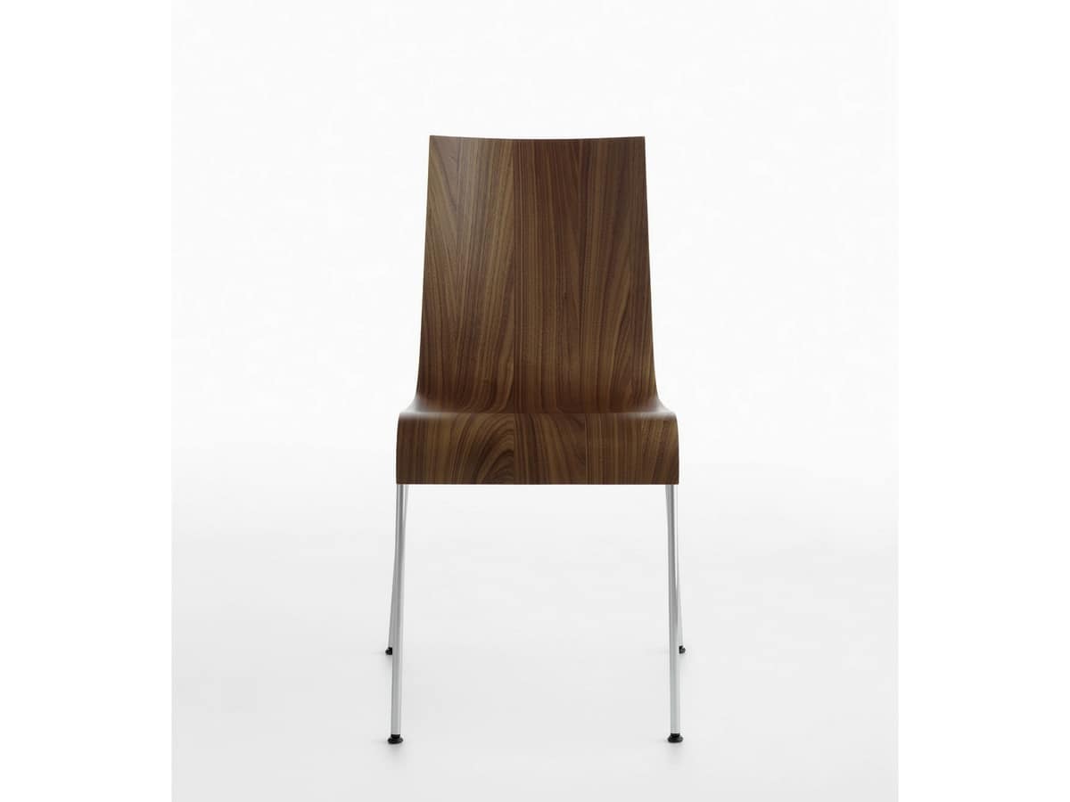 Asia R 4L/VS, Design chair in chromed steel, wood shell