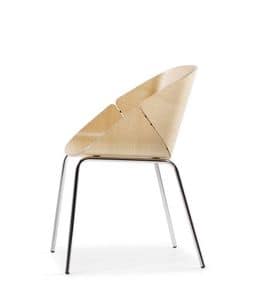 Bab chair 1626-10, High design chair, metal base, plywood shell
