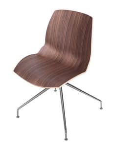 Kaleidos legno, Modern chair with wooden shell and metal structure