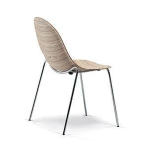 Luna mod. 1310-20, Stackable chair, minimal, bent plywood shell
