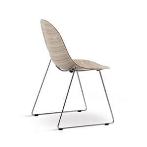 Luna mod. 1314-20, Sled chair of high design, in metal and plywood