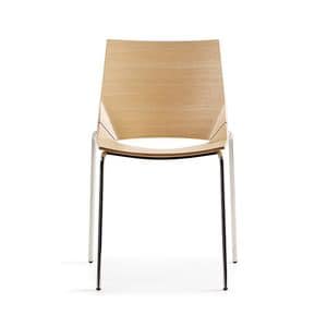 Paper mod. 1610-20, Stackable metal chair, plywood seat