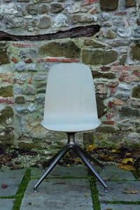 SLIM chair with metal base, Chair with oak shell and swivel base with 4 races