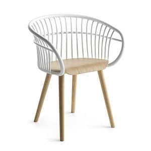 Stem 4W/WS, Design wood chair, with aluminum back and arms