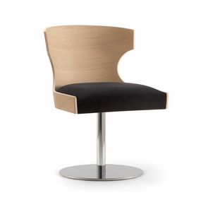 XIE SIDE CHAIR 052 S F, Chair with wooden shell and metal disc base