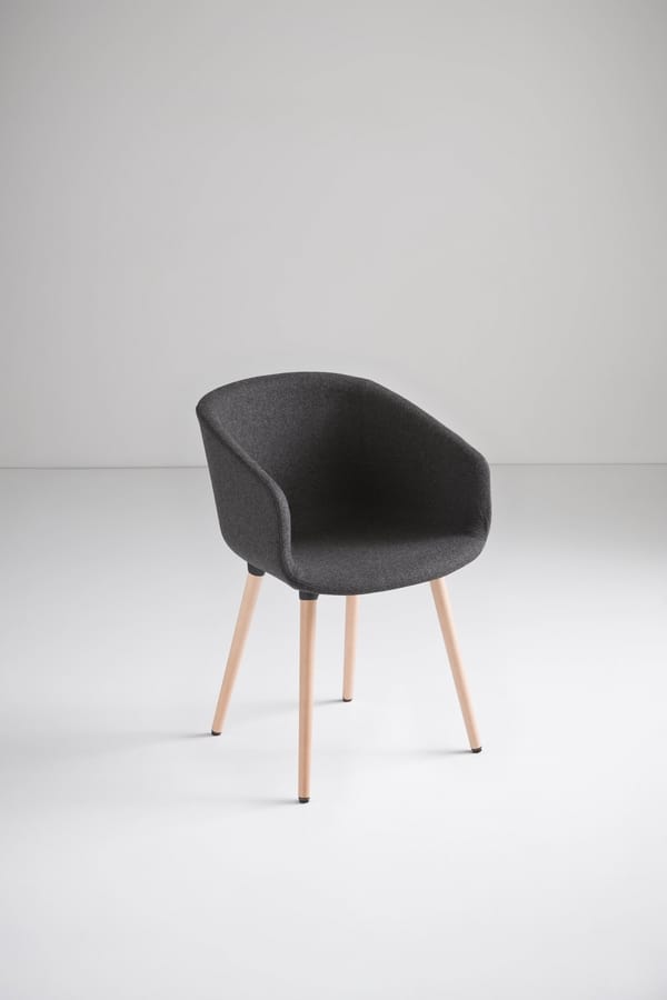 Basket Chair BL, Chair with beech wood legs, polymer shell