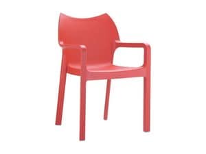 Dana, Stackable chair with armrests, made of plastic