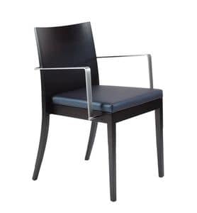 Ecoes chair with metal arms, Chair in wood, with metal armrests, in solid back