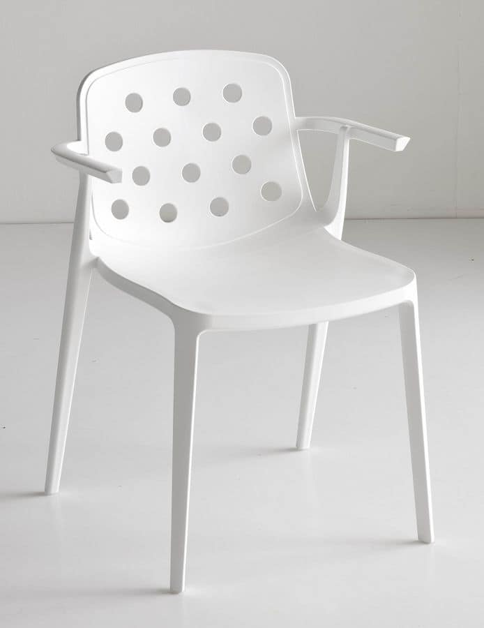 Isidora B, Stackable chair with armrests, robust and resistant