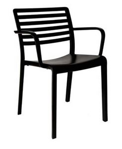 Lara-P, Plastic chair with horizontal slatted backrest, outdoor use