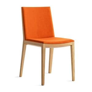 Bianca Light R/FU, Design Lunchroom Chair in wood, upholstered seat and back