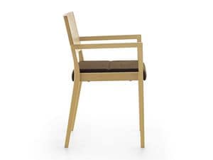 Esse PS/SU, Stackable wooden armchair, padded seat