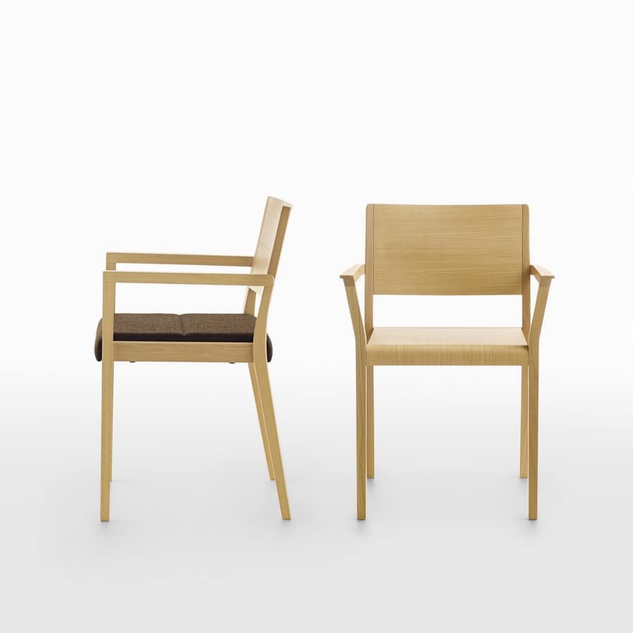 Esse PS/SU, Stackable wooden armchair, padded seat