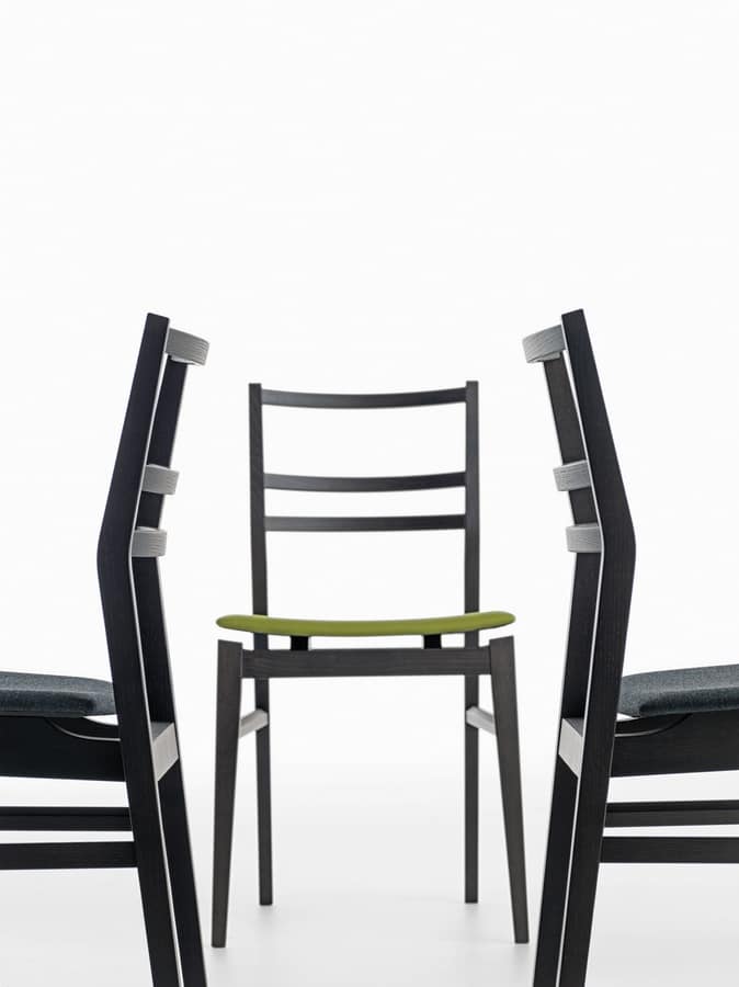 Già R/SU, Design chair, upholstered seat, Horizontal slats backrest
