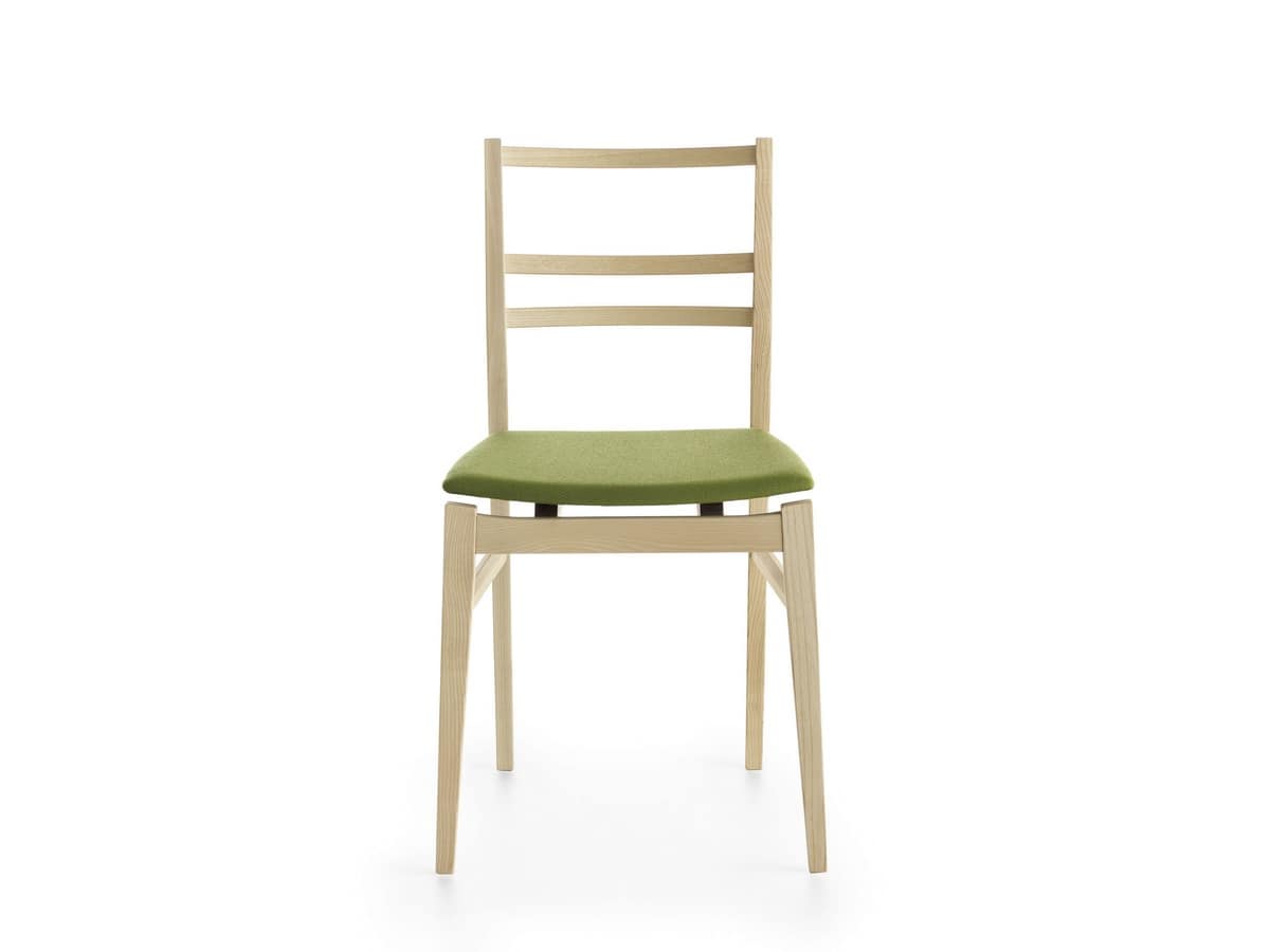 Già R/SU, Design chair, upholstered seat, Horizontal slats backrest