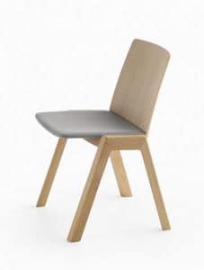Kira RS/SU, Stackable chair made of wood, with padded seat