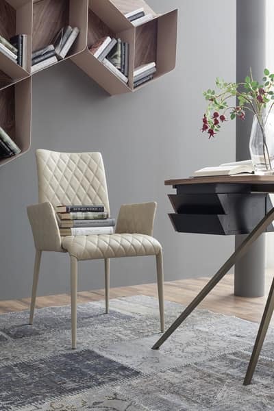 KOSMOS, Chair upholstered in fabric or leather, with or without armrests