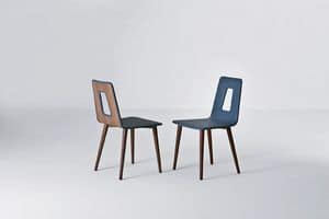 Lucille, Chair in curved plywood, veneered in walnut