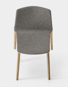 Rama Wood Base padded, Design upholstered chair with wooden legs