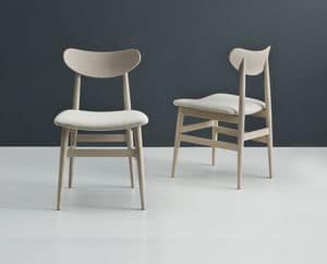 Syn, Wooden chair with upholstered seat suited for kitchens