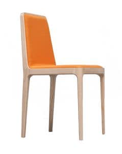 Tiptap chair, Design chair, padded, wooden, solid, for contract use