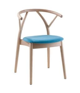 Yelly, Stackable chair, eye-catching, multi-purpose, in beech