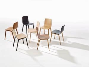 Aava, Chair with steel base, multilayered wood shell
