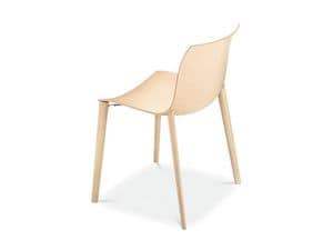 Catifa 53 4 legs wood, Design wood chair, fluid shapes, for contract use