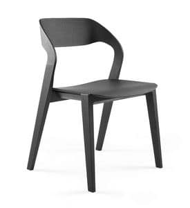 Mixis, Design wood chair, stackable, minimalist, for Hotel