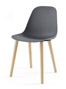 Pola Light R/4W, Design chair in wood and polyurethane, for dining room