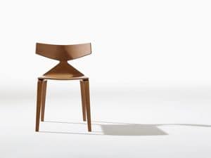 Saya, Design chair with wooden structure, dynamic lines