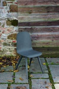 SLIM chair with wooden base, Chair with oak shell and wooden legs