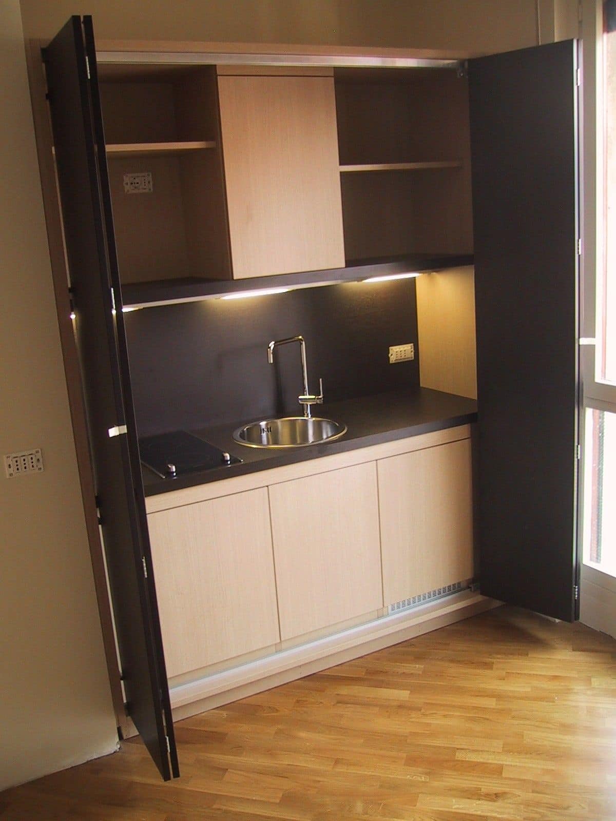 Kitchenette for small rooms, functional, customized