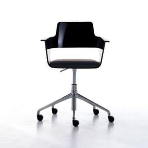 B32 office PRO, Office chair on castors, glossy nylon seat and back , swivel and height-adjustable