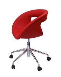 Moema pelle 75 5R, Office chair with leather seat, with castors