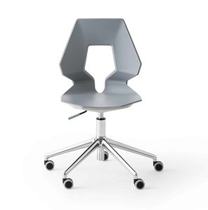 Prodige 5R, Modern office chair with wheels, in metal and polymer