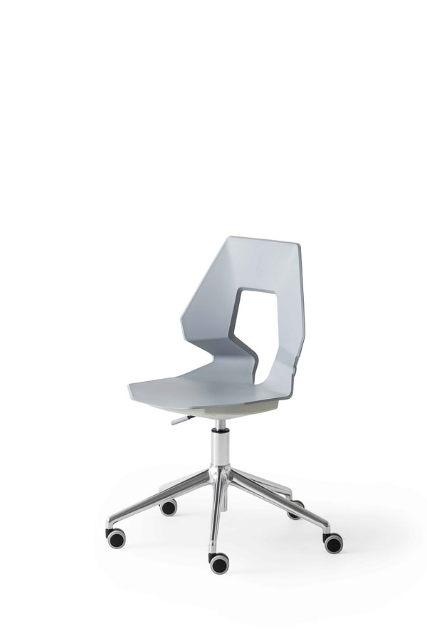 Prodige 5R, Modern office chair with wheels, in metal and polymer