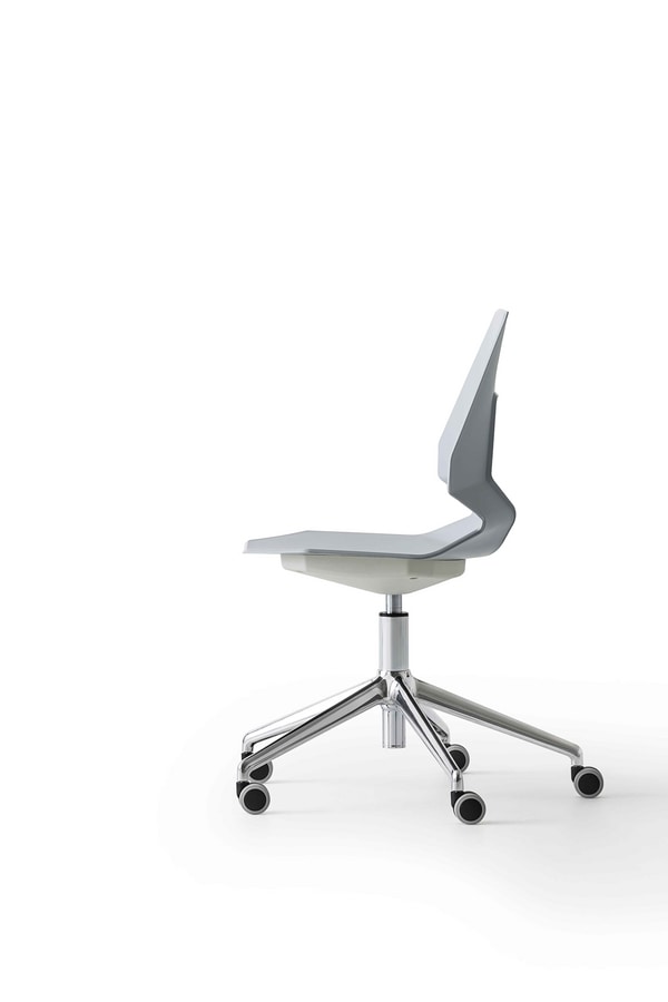 Prodige 5R, Modern office chair with wheels, in metal and polymer