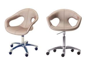 Sunny fabric HO, Padded chair, metal base on castors, for home-office use