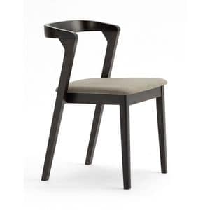 1081, Stackable chairs in beech, seata upholstered with cushion