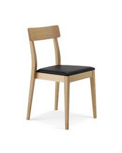 1082, Linear wooden chair with padded seat, stackable