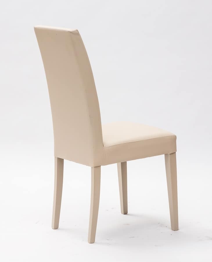 Art. 122 Vertigo Slim, Chair upholstered in leather, wooden legs in matching finish