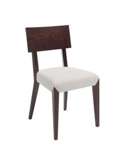 C40, Wooden chair, upholstered and covered in fabric seat, for contract and domestic use