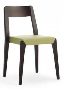 D09, Wooden chair, padded seat, fabric covering, for domestic and contratc use