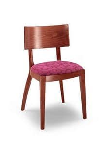 Francesca, Linear wooden chair, with padded seat