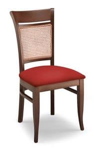 Gloria INC, Chair in beechwood, upholstered seat and cane back