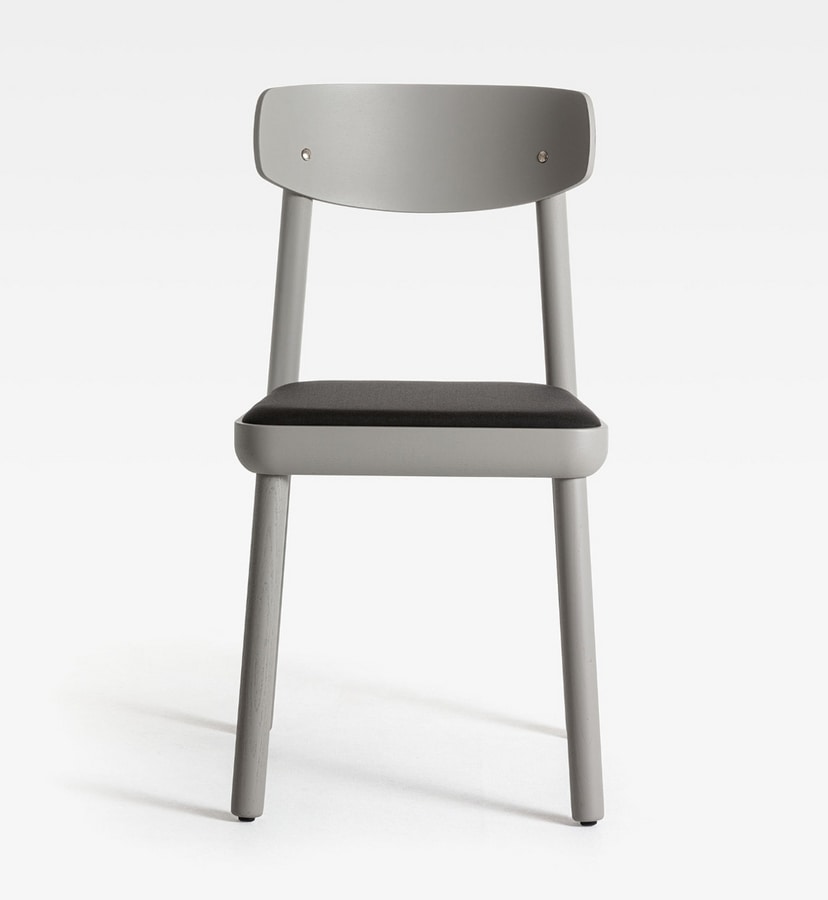 Isa, Modern wooden chair, padded seat