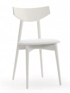 M21, Chair in solid beech wood, upholstered seat, for domestic and contrat use