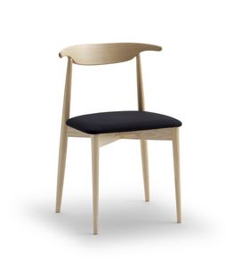 MUSICA, Simple chair made of beech wood, with upholstered seat