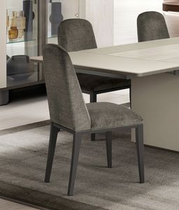 PERLA chair, Padded dining chair, with wooden legs